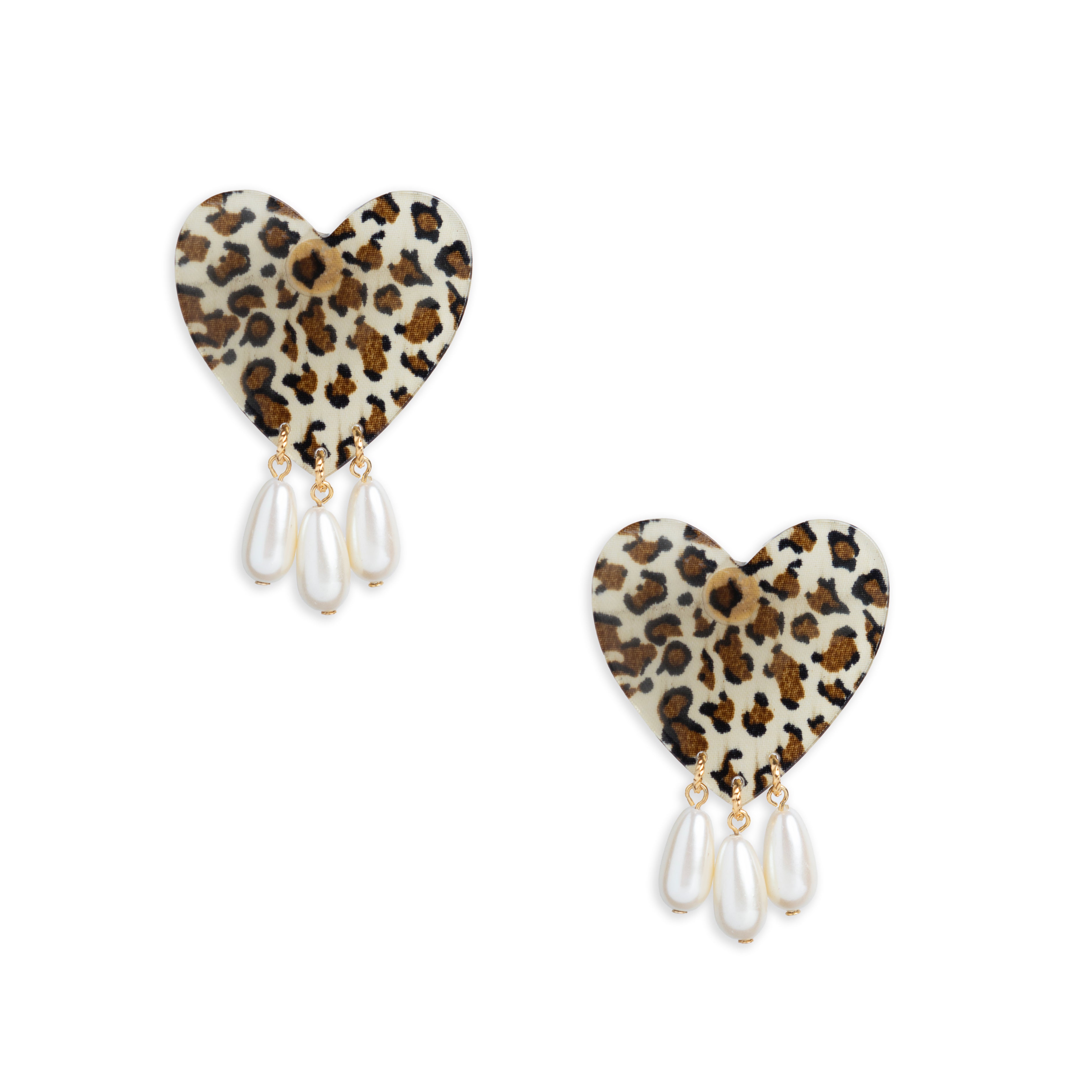 Leopard Heart Pearl Drops