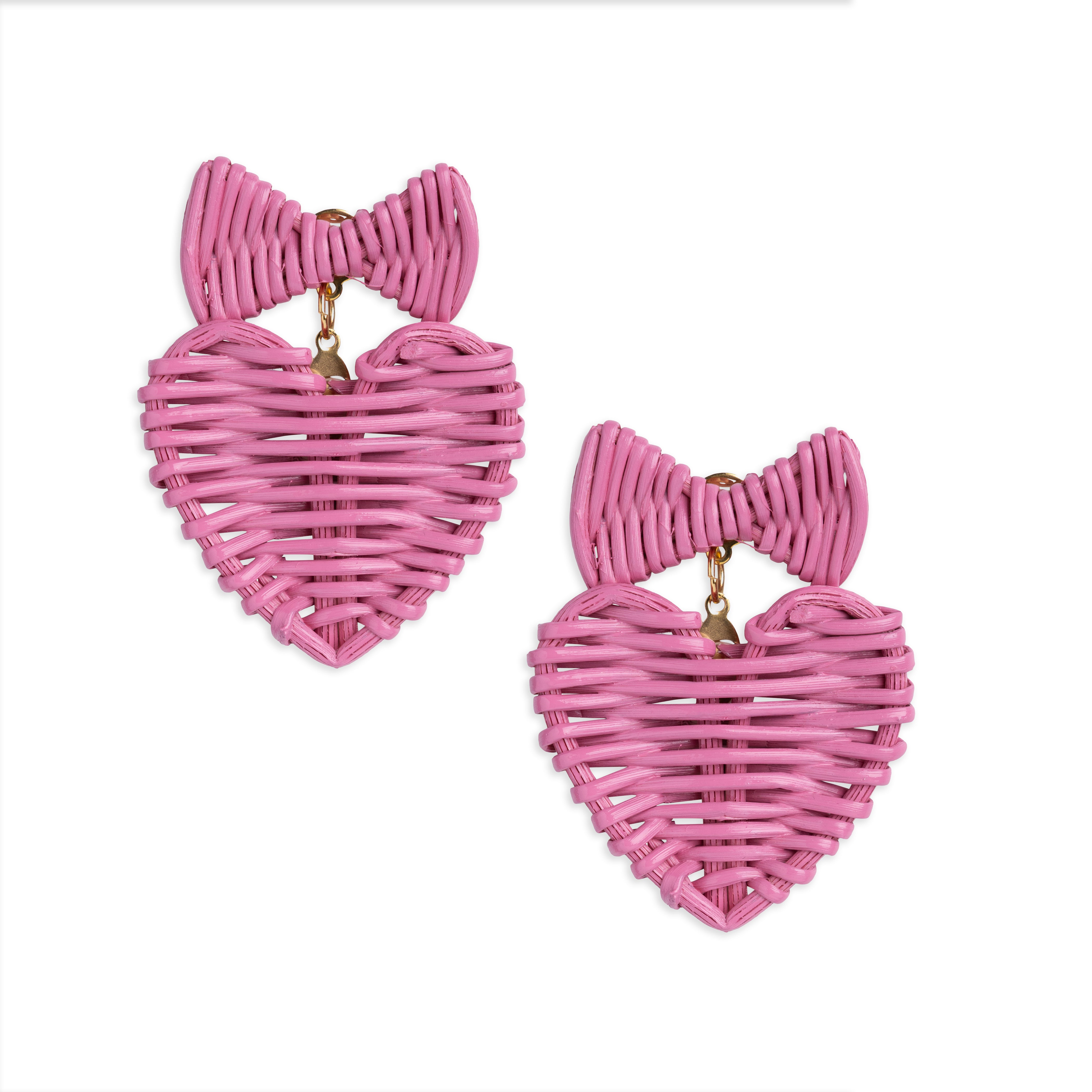 Pink Bow Rattan Hearts