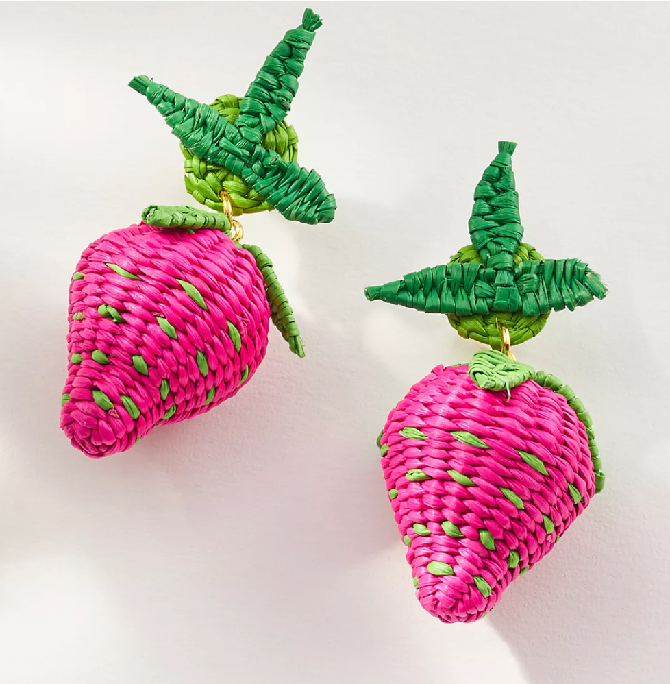 Rattan Strawberry Drop Earrings