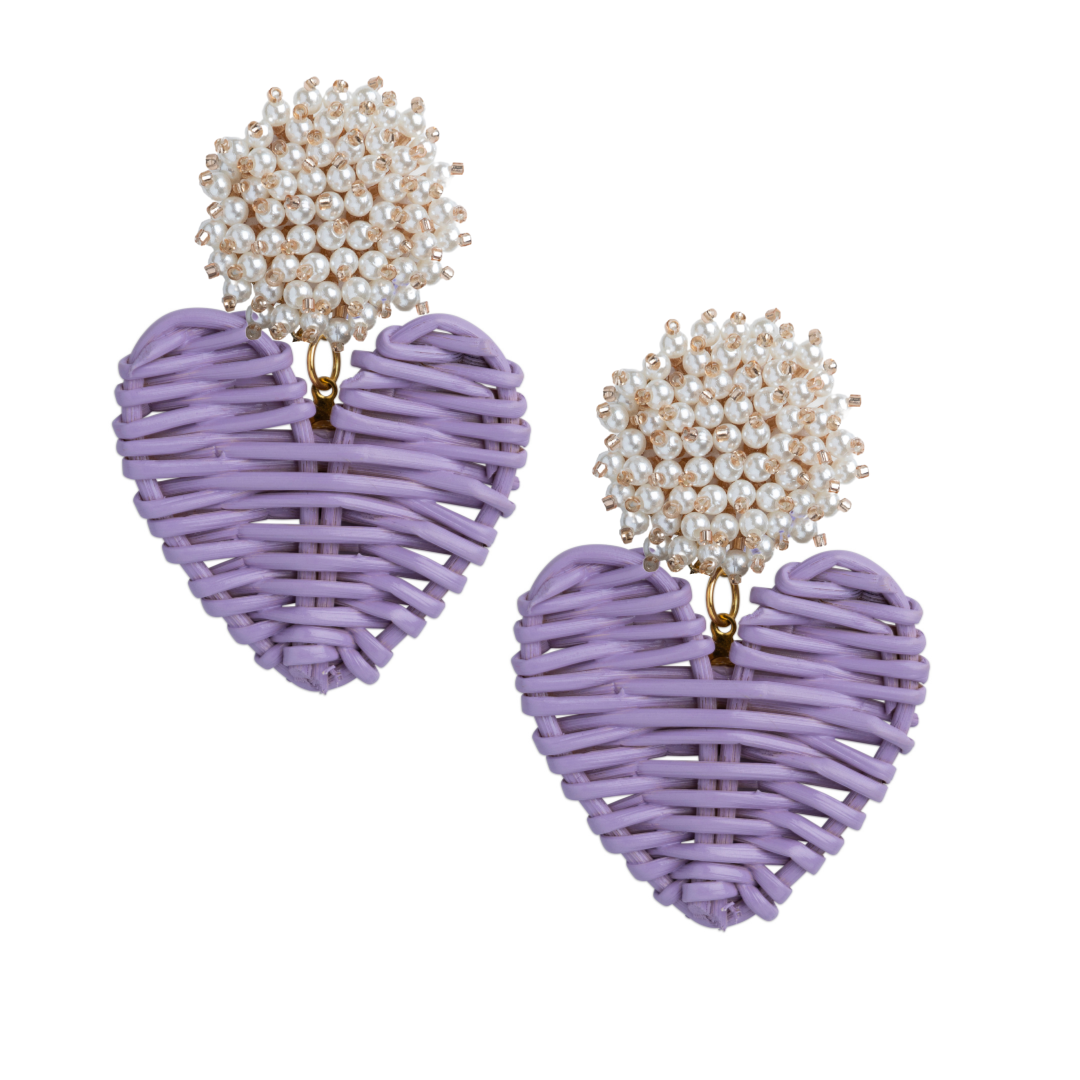 Cluster Pearl Lilac Rattan Hearts