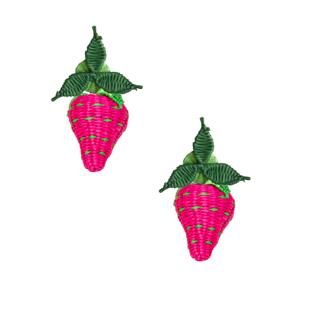 Rattan Strawberry Drop Earrings